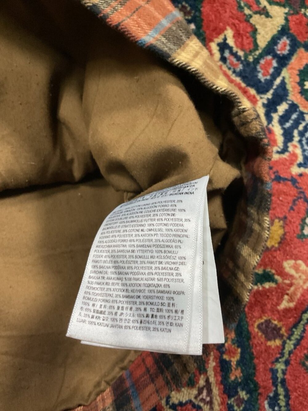Vans Medium Shacket Flannel Full Zip Earthy Tone Corduroy Collar Rust Color - Picture 8 of 11